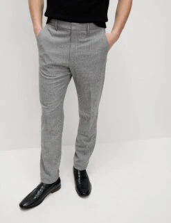 Tailored Fit Puppytooth Flat Front Trousers