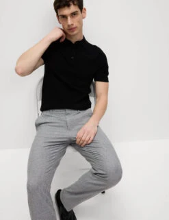 Tailored Fit Puppytooth Flat Front Trousers -Marksandspencer Sale Store Tailored Fit Puppytooth Flat Front Trousers 4