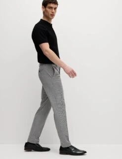 Tailored Fit Puppytooth Flat Front Trousers -Marksandspencer Sale Store Tailored Fit Puppytooth Flat Front Trousers 5