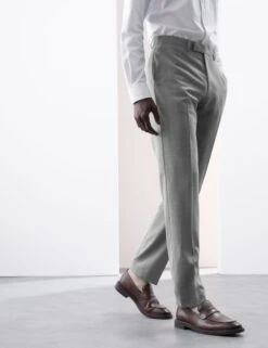 Tailored Fit Pure Wool Check Suit Trousers