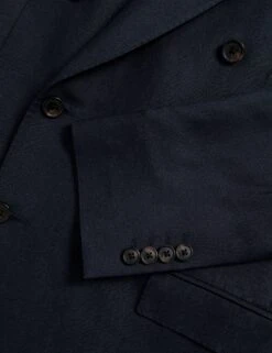 Jaeger Tailored Fit Silk & Linen Blend Double Breasted Suit Jacket -Marksandspencer Sale Store Tailored Fit Silk Linen Blend Double Breasted Suit Jacket 2