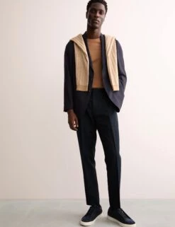 Jaeger Tailored Fit Twill Cotton Linen Trousers