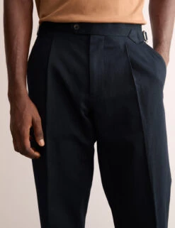 Jaeger Tailored Fit Twill Cotton Linen Trousers -Marksandspencer Sale Store Tailored Fit Twill Cotton Linen Trousers 5