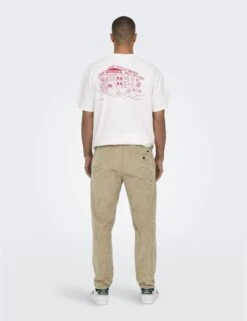 Only & Sons Tapered Fit Corduroy Elasticated Waist Trousers -Marksandspencer Sale Store Tapered Fit Corduroy Elasticated Waist Trousers 2