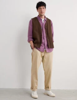 Tapered Fit Pure Cotton Flat Front Trousers