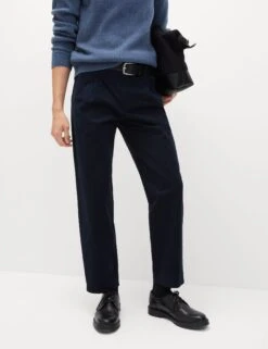 Tapered Fit Twin Pleat Stretch Chinos -Marksandspencer Sale Store Tapered Fit Twin Pleat Stretch Chinos 3