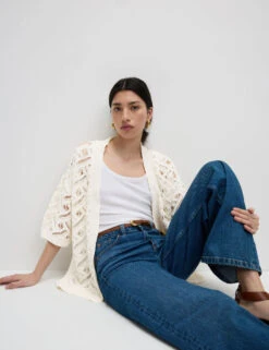 Textured Edge To Edge Longline Cardigan -Marksandspencer Sale Store Textured Edge to Edge Longline Cardigan 4