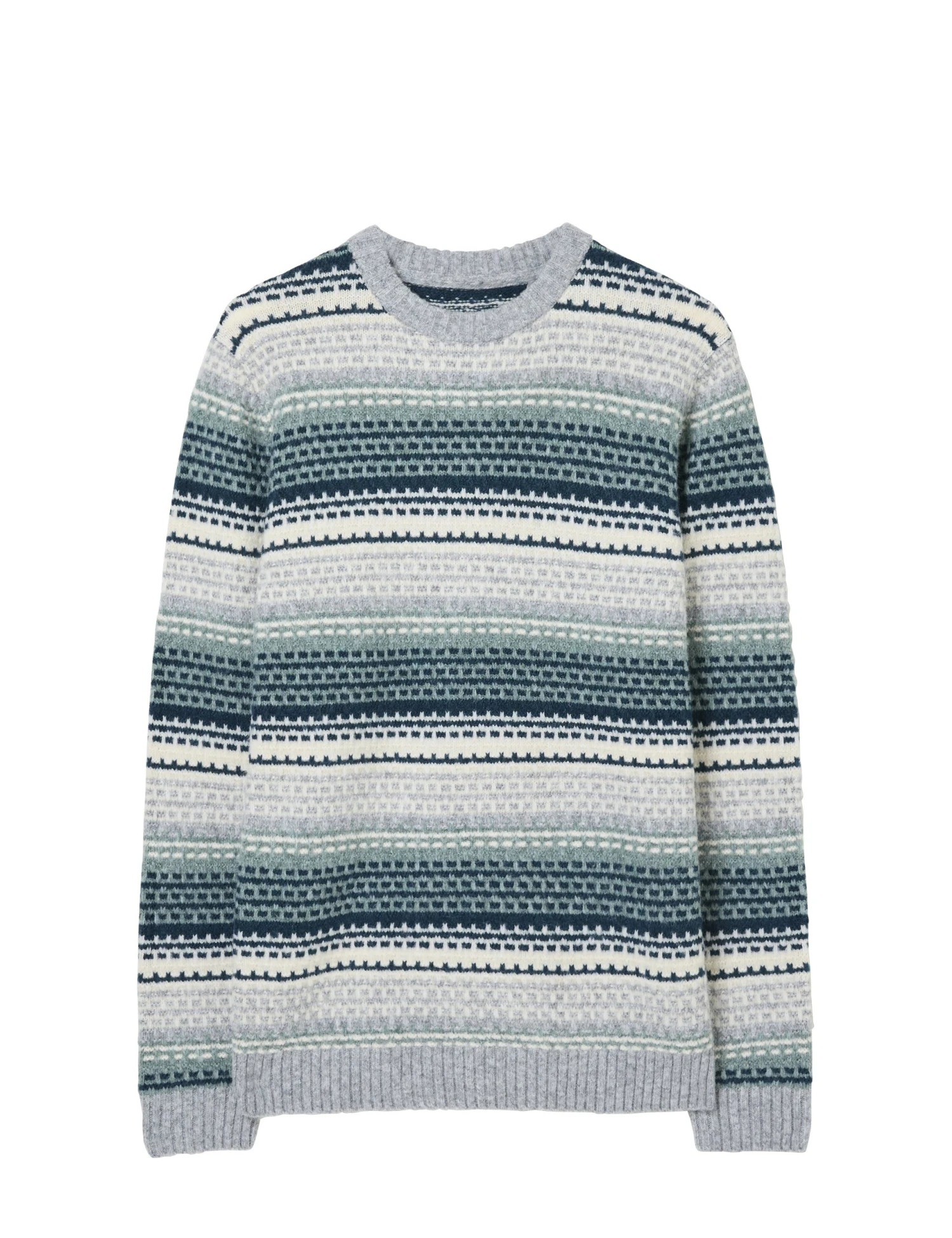 Textured Striped Crew Neck Jumper With Wool 2 Textured Striped Crew Neck Jumper With Wool - Image 2