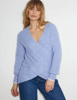 MONSOON Textured V-Neck Mock Wrap Jumper