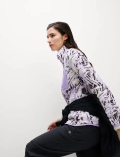 Thermal Printed Zip Up Funnel Neck Fleece