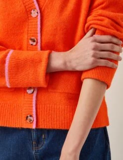 MONSOON V-Neck Contrast Trim Cardigan 10 MONSOON V-Neck Contrast Trim Cardigan -Marksandspencer Sale Store V Neck Contrast Trim Cardigan 2