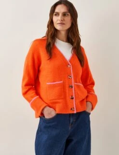 MONSOON V-Neck Contrast Trim Cardigan