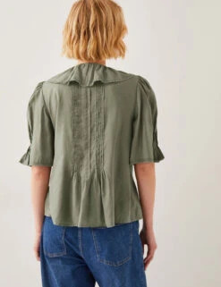MONSOON V-Neck Frill Detail Pintuck Blouse -Marksandspencer Sale Store V Neck Frill Detail Pintuck Blouse 2