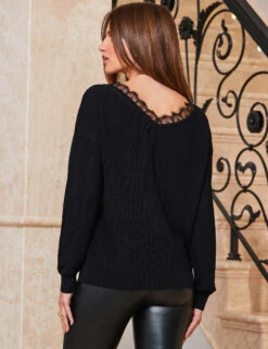 V-Neck Lace Detail Relaxed Jumper -Marksandspencer Sale Store V Neck Lace Detail Relaxed Jumper 3