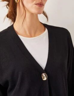 MONSOON V-Neck Single Button Cardigan With Linen -Marksandspencer Sale Store V Neck Single Button Cardigan With Linen 2