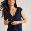 WHITE STUFF V-Neck Sleeveless Cardigan With Linen