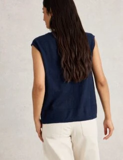 WHITE STUFF V-Neck Sleeveless Cardigan With Linen -Marksandspencer Sale Store V Neck Sleeveless Cardigan with Linen 3