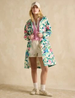 Joules Waterproof Floral Hooded Longline Raincoat -Marksandspencer Sale Store Waterproof Floral Hooded Longline Raincoat 3