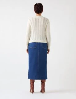 Wool Blend Cable Knit V-Neck Cardigan -Marksandspencer Sale Store Wool Blend Cable Knit V Neck Cardigan 3