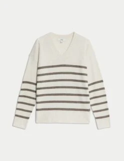 Air-Yarn Striped V-Neck Jumper 24 Air-Yarn Striped V-Neck Jumper -Marksandspencer Sale Store air yarn striped v neck jumper 10