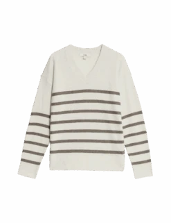 Air-Yarn Striped V-Neck Jumper 20 Air-Yarn Striped V-Neck Jumper -Marksandspencer Sale Store air yarn striped v neck jumper