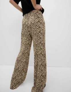 Animal Print Plisse Wide Leg Trousers -Marksandspencer Sale Store animal print plisse wide leg trousers 8
