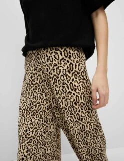 Animal Print Plisse Wide Leg Trousers -Marksandspencer Sale Store animal print plisse wide leg trousers 9