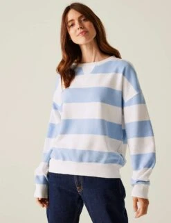 Regatta Avika II Cotton Rich Striped Jumper -Marksandspencer Sale Store avika ii cotton rich striped jumper 9