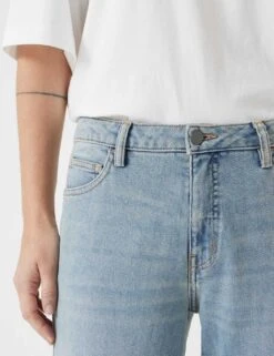 Agnes Straight Leg Mid Rise Cropped Turn Up Jeans -Marksandspencer Sale Store boyfriend mid rise cropped turn up jeans 2