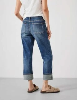 Agnes Straight Leg Mid Rise Cropped Turn Up Jeans -Marksandspencer Sale Store boyfriend mid rise cropped turn up jeans 6