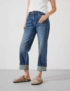 Agnes Straight Leg Mid Rise Cropped Turn Up Jeans -Marksandspencer Sale Store boyfriend mid rise cropped turn up jeans 7