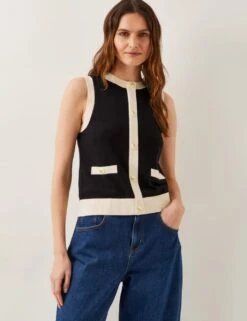 MONSOON Button Front Sleeveless Cardigan -Marksandspencer Sale Store button front sleeveless cardigan 7