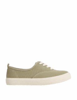 Canvas Lace Up Trainers -Marksandspencer Sale Store canvas lace up chunky trainers