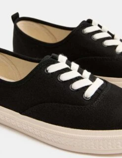 Canvas Lace Up Trainers -Marksandspencer Sale Store canvas lace up chunky trainers 3