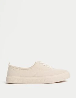 Canvas Lace Up Trainers -Marksandspencer Sale Store canvas lace up chunky trainers 7