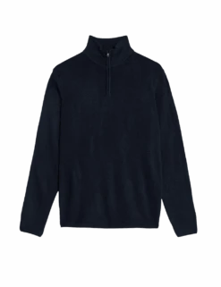 Cashmilon™ High Neck Half Zip Jumper -Marksandspencer Sale Store cashmilon high neck half zip jumper 1