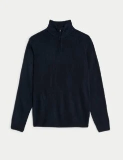Cashmilon™ High Neck Half Zip Jumper -Marksandspencer Sale Store cashmilon high neck half zip jumper 14