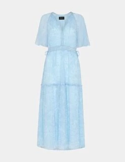 Whistles Chiffon Leaf Print V-Neck Midi Dress -Marksandspencer Sale Store chiffon leaf print v neck midi dress 4