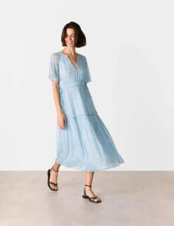 Whistles Chiffon Leaf Print V-Neck Midi Dress -Marksandspencer Sale Store chiffon leaf print v neck midi dress 7