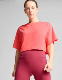 Puma Cloudspun Mesh Crew Neck Crop T-Shirt -Marksandspencer Sale Store cloudspun mesh crew neck crop t shirt 7