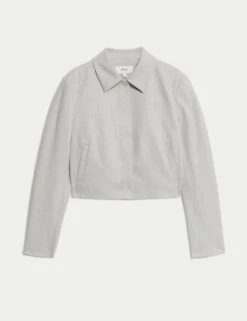 Collared Cropped Jacket -Marksandspencer Sale Store collared cropped jacket 12
