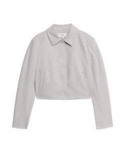 Collared Cropped Jacket -Marksandspencer Sale Store collared cropped jacket