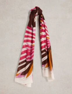 WHITE STUFF Cotton Blend Bird Print Scarf -Marksandspencer Sale Store cotton blend bird print scarf 5