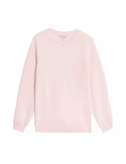 Cotton Blend Crew Neck Sweatshirt -Marksandspencer Sale Store cotton blend crew neck sweatshirt 1