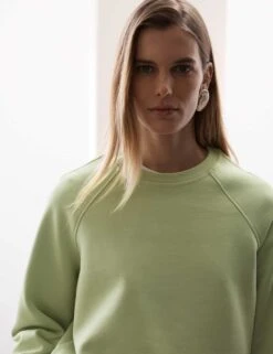 Cotton Blend Crew Neck Sweatshirt -Marksandspencer Sale Store cotton blend crew neck sweatshirt 10