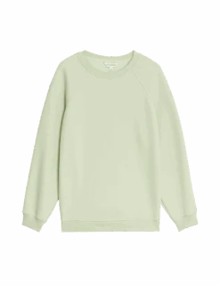 Cotton Blend Crew Neck Sweatshirt -Marksandspencer Sale Store cotton blend crew neck sweatshirt