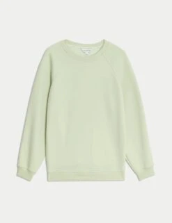 Cotton Blend Crew Neck Sweatshirt -Marksandspencer Sale Store cotton blend crew neck sweatshirt 7