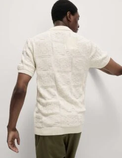 Cotton Blend Crochet Knitted Polo Shirt -Marksandspencer Sale Store cotton blend crochet knitted polo shirt 10