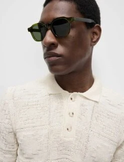 Cotton Blend Crochet Knitted Polo Shirt -Marksandspencer Sale Store cotton blend crochet knitted polo shirt 9