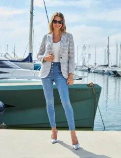 Cotton Blend Dogtooth Single Breasted Blazer -Marksandspencer Sale Store cotton blend dogtooth single breasted blazer 7